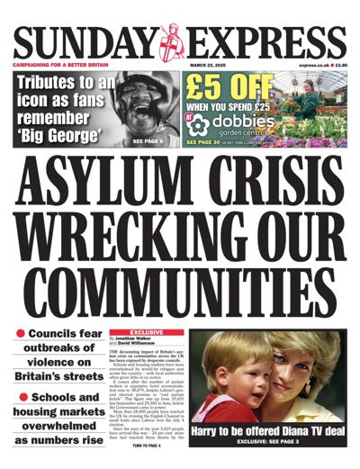 Daily Express Sunday Newspaper Front Page (UK) for 23 March 2025