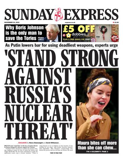 Daily Express Sunday Newspaper Front Page (UK) for 24 November 2024