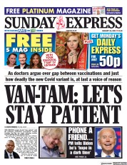 Daily Express Sunday (UK) Newspaper Front Page for 24 January 2021