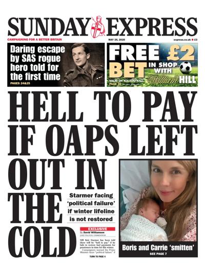 Daily Express Sunday Newspaper Front Page (UK) for 25 May 2025