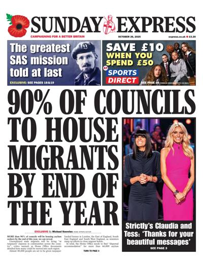 Daily Express Sunday Newspaper Front Page (UK) for 26 October 2025