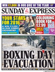 Daily Express Sunday (UK) Newspaper Front Page for 27 December 2015