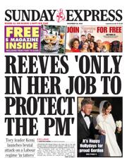 Daily Express Sunday front page for 28 December 2025
