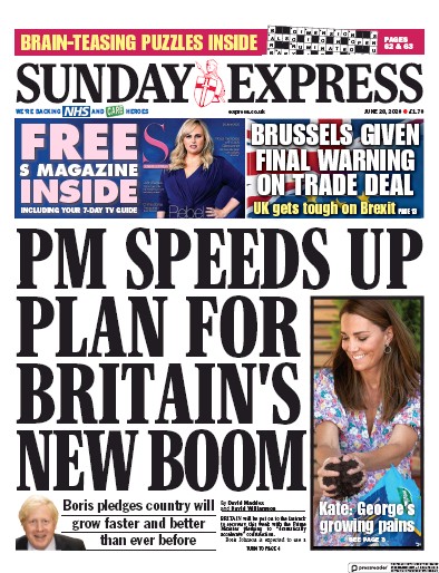 Daily Express Sunday Newspaper Front Page (UK) for 28 June 2020