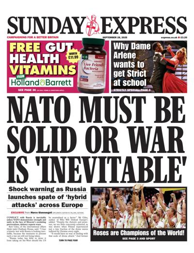 Daily Express Sunday Newspaper Front Page (UK) for 28 September 2025
