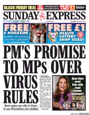 Daily Express Sunday (UK) Newspaper Front Page for 29 November 2020