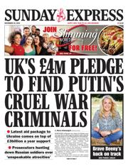 Daily Express Sunday front page for 29 December 2024