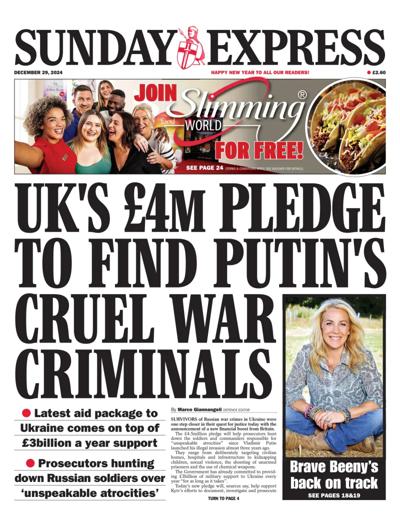 Daily Express Sunday Newspaper Front Page (UK) for 29 December 2024