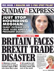 Daily Express Sunday (UK) Newspaper Front Page for 2 December 2018