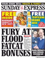 Daily Express Sunday (UK) Newspaper Front Page for 3 January 2016