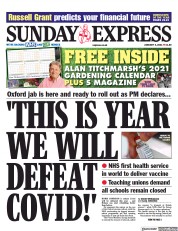 Daily Express Sunday (UK) Newspaper Front Page for 3 January 2021