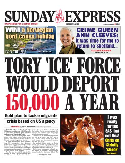 Daily Express Sunday Newspaper Front Page (UK) for 5 October 2025