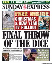 Daily Express Sunday (UK) Newspaper Front Page for 6 December 2020