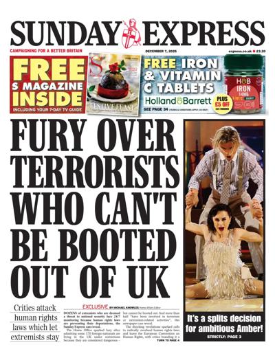 Daily Express Sunday Newspaper Front Page (UK) for 7 December 2025