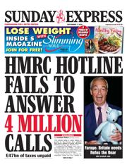 Daily Express Sunday front page for 7 September 2025