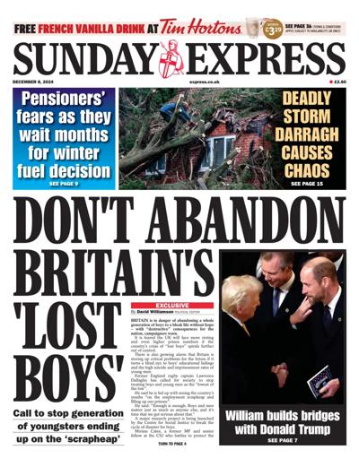 Daily Express Sunday Newspaper Front Page (UK) for 8 December 2024