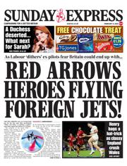 Daily Express Sunday front page for 8 February 2026