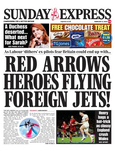 Daily Express Sunday Newspaper Front Page (UK) for 8 February 2026
