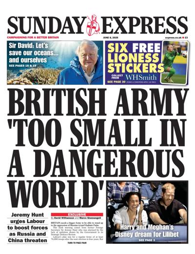 Daily Express Sunday Newspaper Front Page (UK) for 8 June 2025