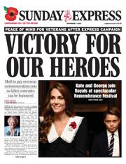 Daily Express Sunday front page for 9 November 2025
