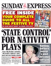 Daily Express Sunday (UK) Newspaper Front Page for 9 December 2018