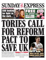 Daily Express Sunday front page for 9 February 2025