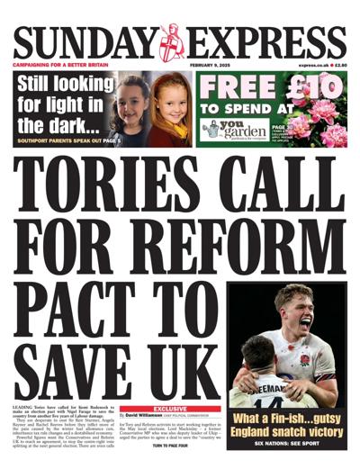 Daily Express Sunday Newspaper Front Page (UK) for 9 February 2025