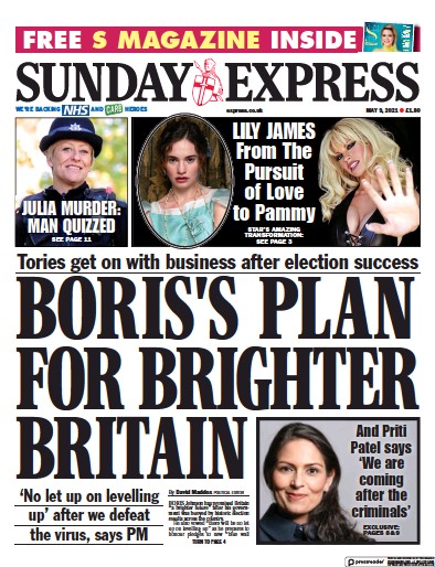 Daily Express Sunday Newspaper Front Page (UK) for 9 May 2021