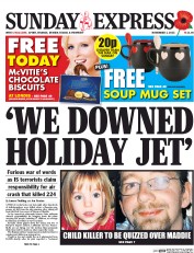 Daily Express Sunday (UK) Newspaper Front Page for 1 November 2015