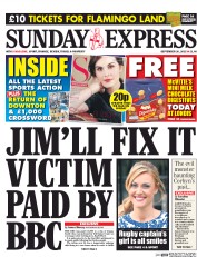 Daily Express Sunday (UK) Newspaper Front Page for 20 September 2015