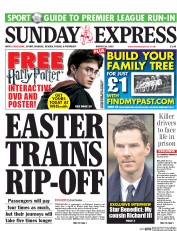 Daily Express Sunday (UK) Newspaper Front Page for 29 March 2015