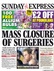 Daily Express Sunday (UK) Newspaper Front Page for 4 October 2015