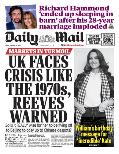 Daily Mail Newspaper Front Page (UK) for 10 January 2025