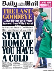 Daily Mail (UK) Newspaper Front Page for 10 March 2020