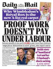 Daily Mail front page for 10 July 2025