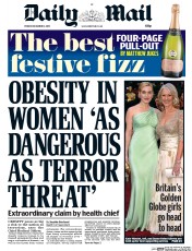 Daily Mail (UK) Newspaper Front Page for 11 December 2015