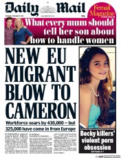 Daily Mail (UK) Newspaper Front Page for 12 November 2015