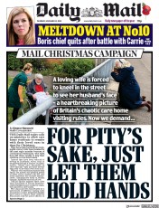 Daily Mail (UK) Newspaper Front Page for 12 November 2020