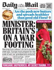 Daily Mail front page for 12 December 2025