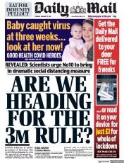 Daily Mail (UK) Newspaper Front Page for 12 January 2021