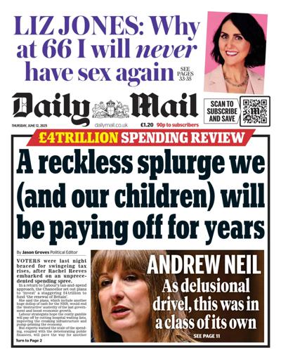 Daily Mail Newspaper Front Page (UK) for 12 June 2025