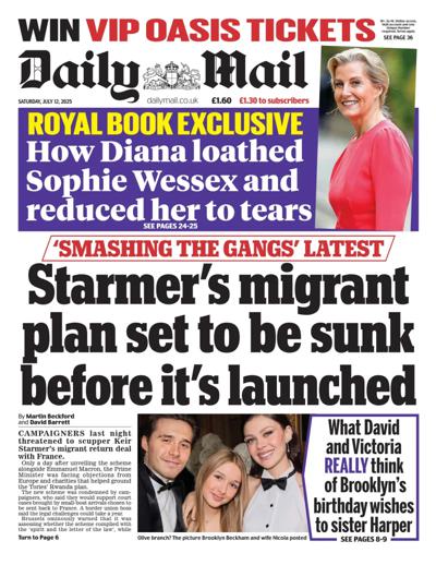 Daily Mail Newspaper Front Page (UK) for 12 July 2025