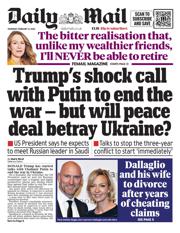 Daily Mail front page for 13 February 2025