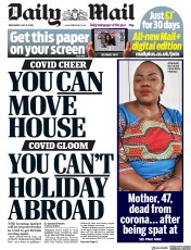 Daily Mail (UK) Newspaper Front Page for 13 May 2020