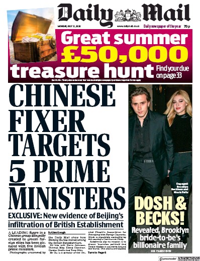 Daily Mail Newspaper Front Page (UK) for 13 July 2020