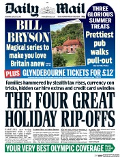 Daily Mail (UK) Newspaper Front Page for 13 August 2016