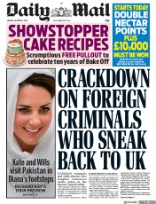 Daily Mail (UK) Newspaper Front Page for 14 October 2019