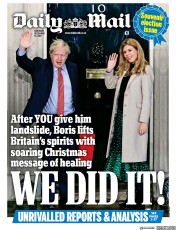 Daily Mail (UK) Newspaper Front Page for 14 December 2019