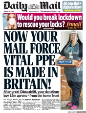 Daily Mail (UK) Newspaper Front Page for 14 May 2020