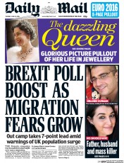 Daily Mail (UK) Newspaper Front Page for 14 June 2016